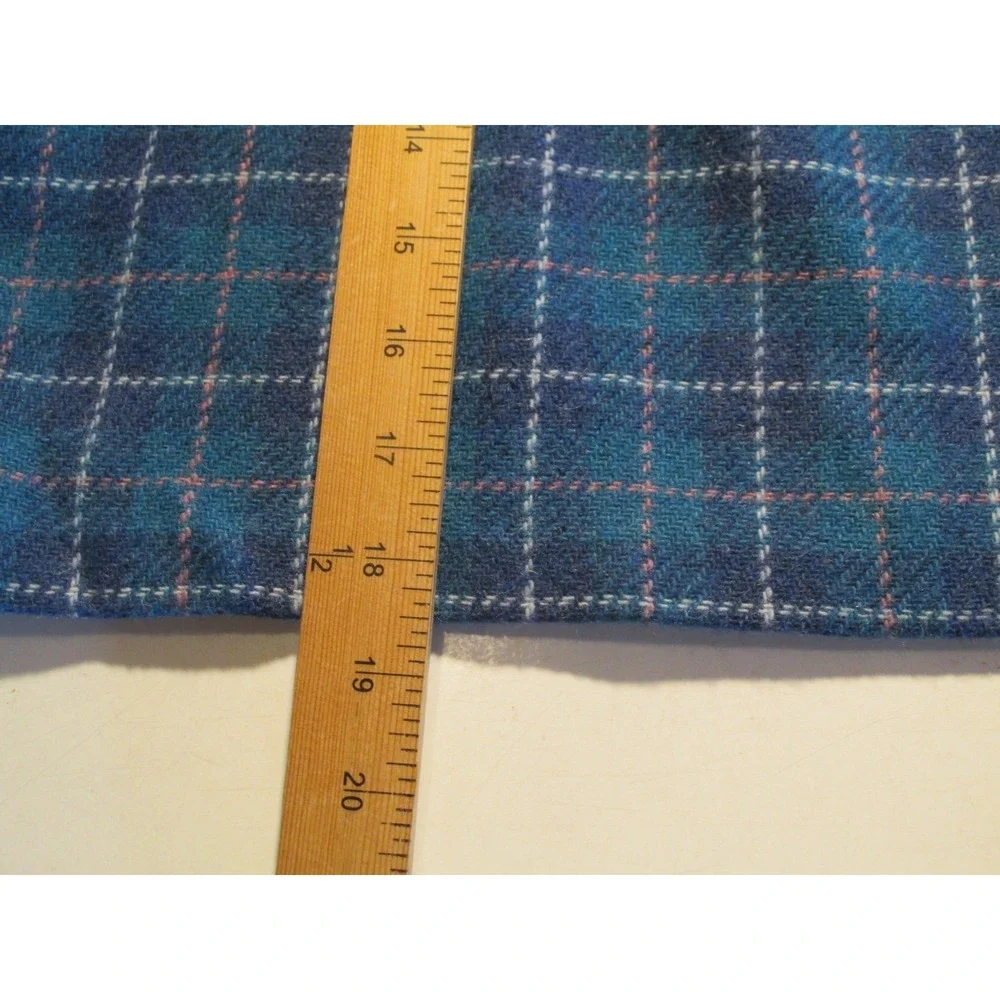 J. CREW Midi Tartan Plaid Skirt Women 14 Blue Wool Blend Belt Academia Old Money